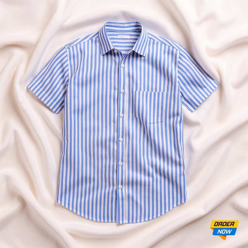 1 Pcs Half Sleeve Print Shirt-Sky Small